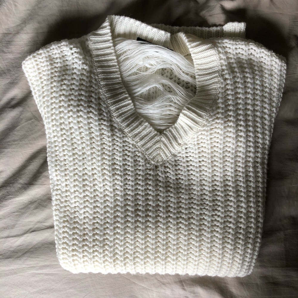 White Destroyed Sweater